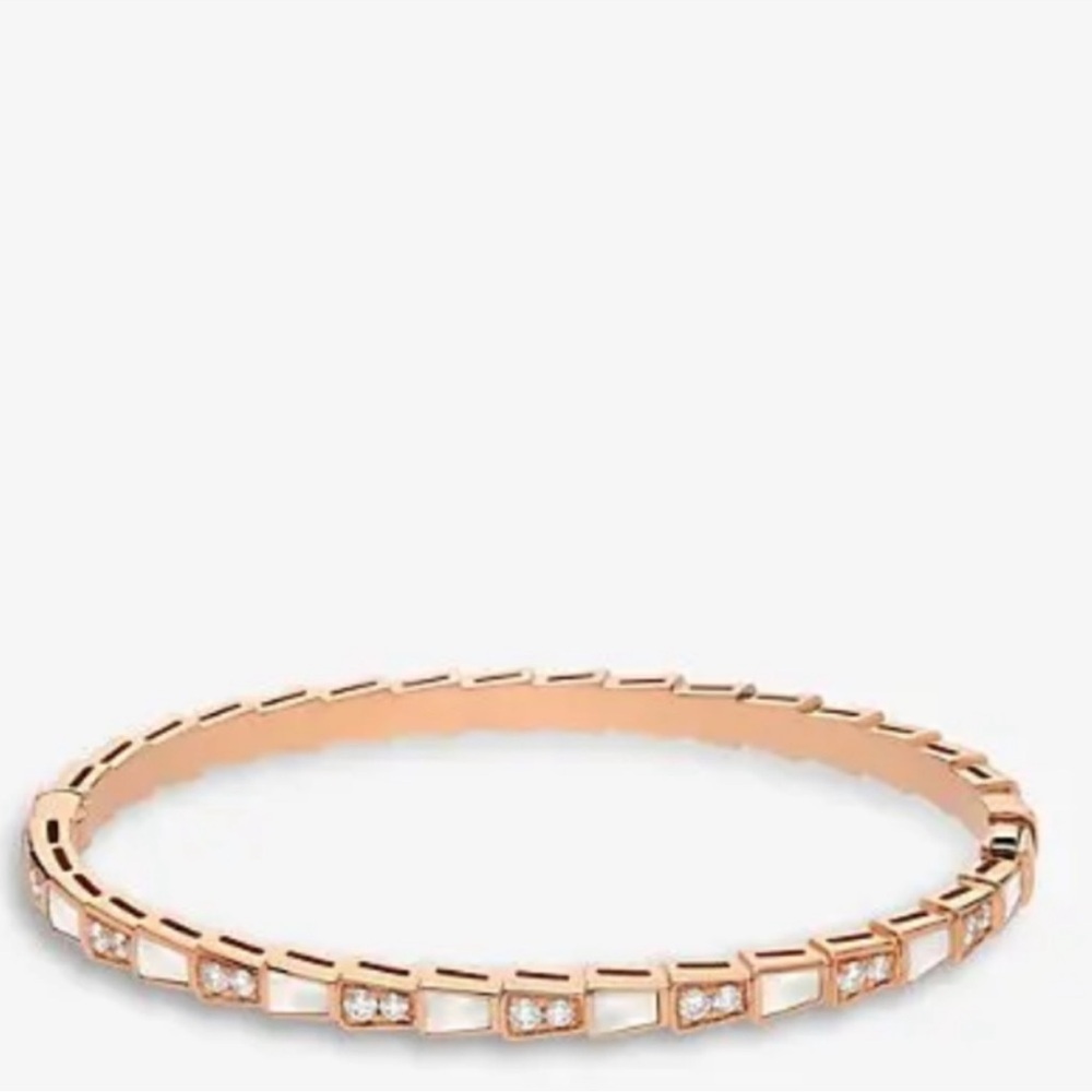 18 k mother of pearl and‎ diamond Serpenti Viper Bracelet